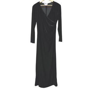 Dressbarn Vtg Y2K Whimsigoth Goth Witchy Vamp Black Velvet Maxi Dress Womens 16